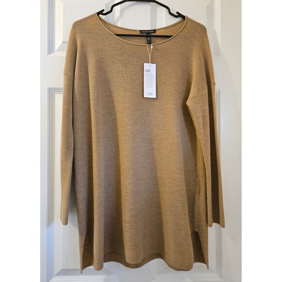 Eileen Fisher Sweater New w/ Tags Honey 100% Extra Fine Merino Wool Size XS - Picture 1 of 7
